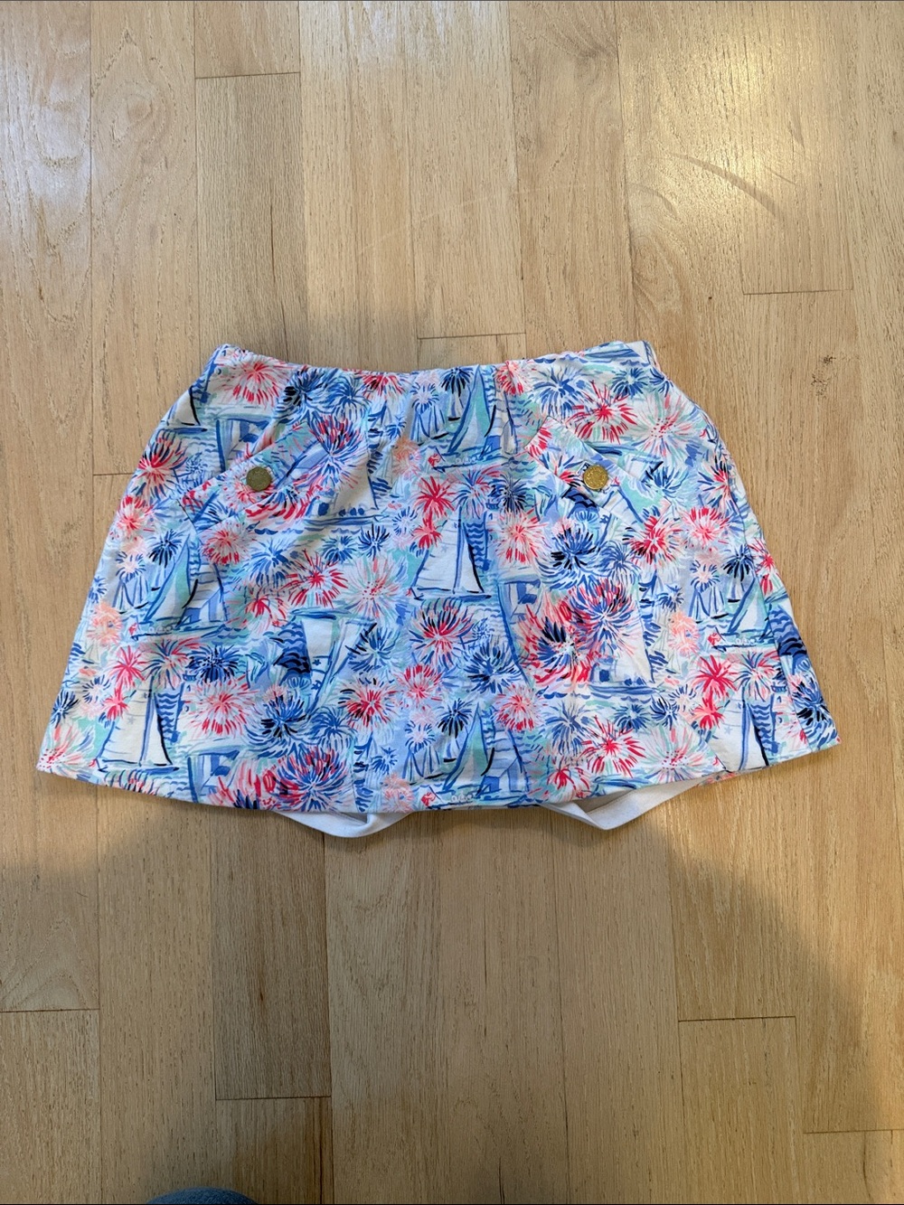 Lilly Pulitzer Blue & Pink Sailboat Floral Mini Skort